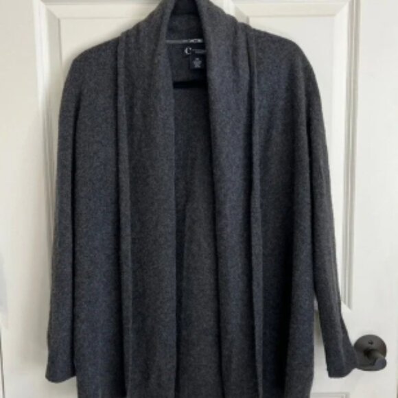 C by Bloomingdale's 100% Cashmere Shawl Collar Open Front Cardigan Sweater XS - Picture 1 of 4